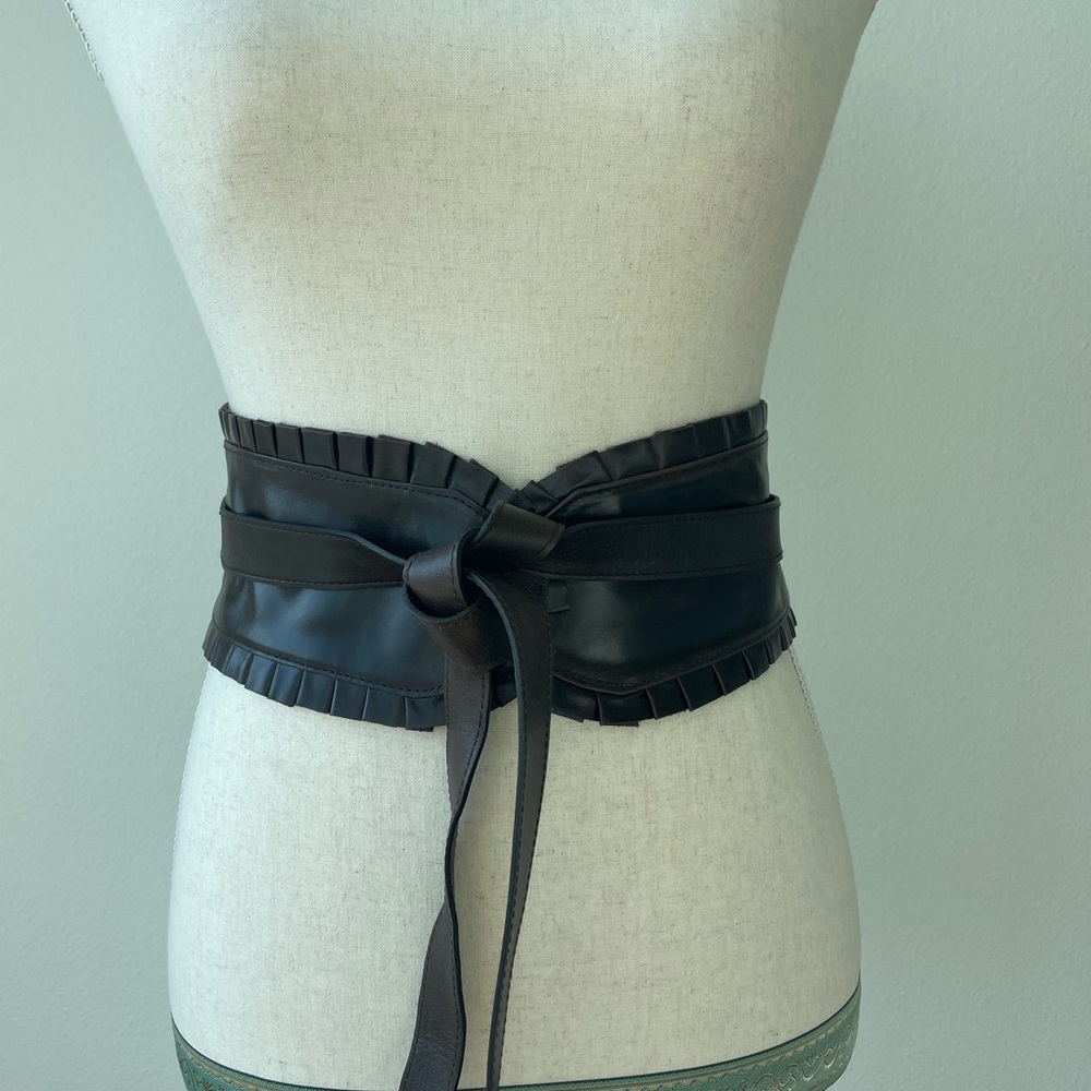 Cache’ Brown Leather Wrap Obi Style Belt - Picture 2 of 8